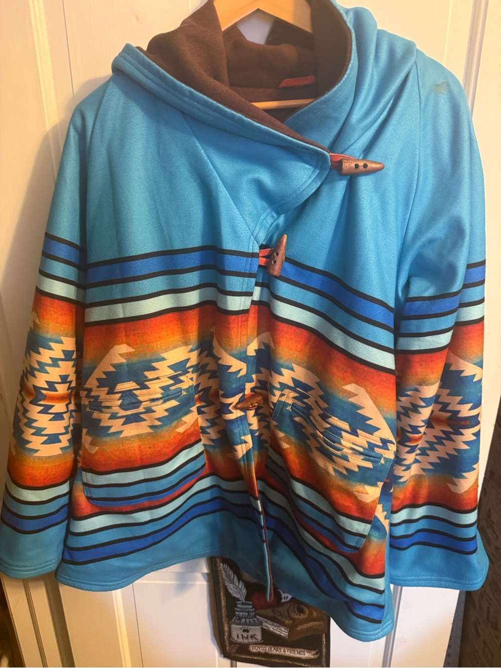 Kelly Reilly Jacket Beth Dutton Yellowstone Blue Hooded Fleece Poncho.